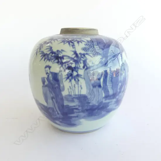 Blue and White Jar with “Seven Sages of Bamboo Grove” Pattern