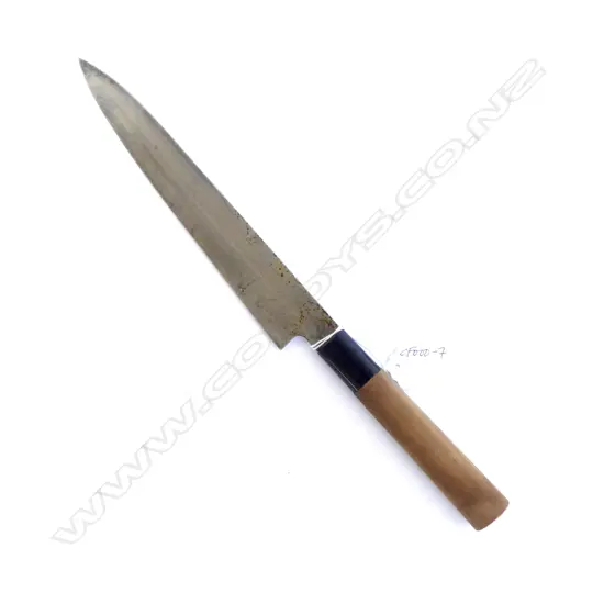 1950s JAPANESE CHEF KNIFE, CARBON STEEL, SIGNED to BLADE