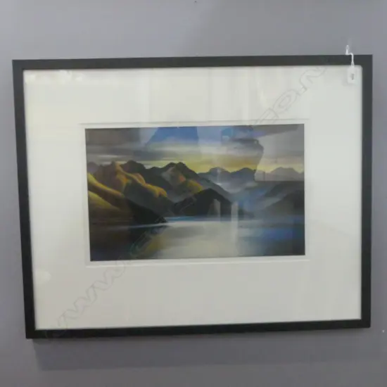 M. GLOVER, UNTITLED LANDSCAPE w. NUDE, PASTEL ON BLACK PAPER '07, 300x480mm