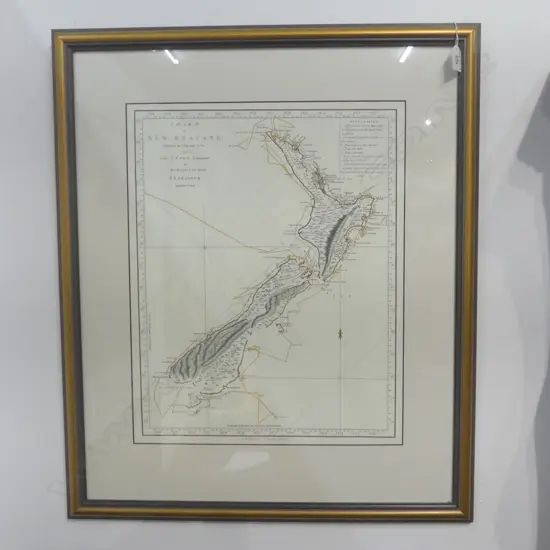 REPRINT CHART OF NEW ZEALAND AND THE ENDEAVOR 510x410mm