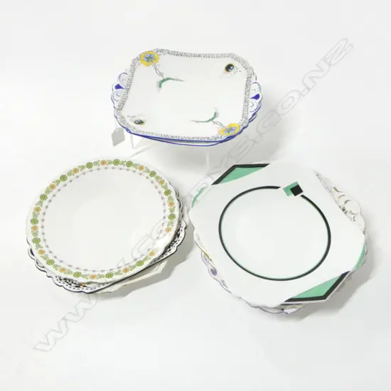 10 SHELLEY CHINA CAKE PLATES MIXED PATS