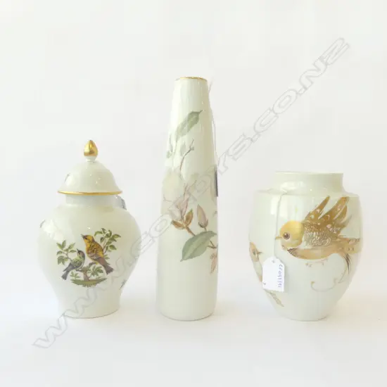 2 GERMAN PORC VASES H280 & 180MM & LIDDED JAR H200MM