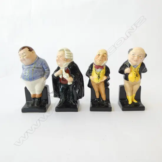 4 ROYAL DOULTON DICKENS CHARACTER FIGURINES, Fat Boy, Micawber, Pickwick & Buzfuz, H.100-110mm