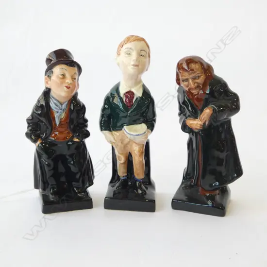 3 ROYAL DOULTON DICKENS CHARACTER FIGURINES, Oliver Twist, Artful Dodger & Fagin, H.100-110mm