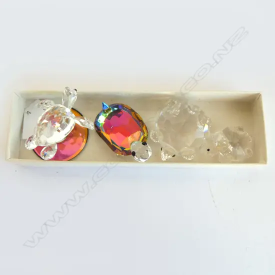 4 SWAROVSKI CRYSTAL TURTLES (1 missing eye)