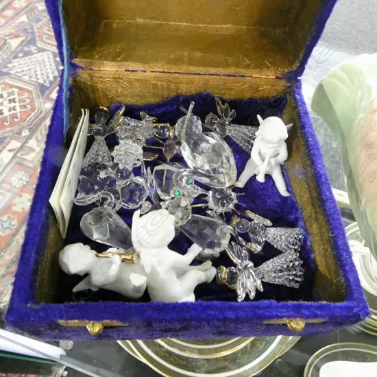 ASST. CRYSTAL MINIATURES + BISQUE ORNAMENTS