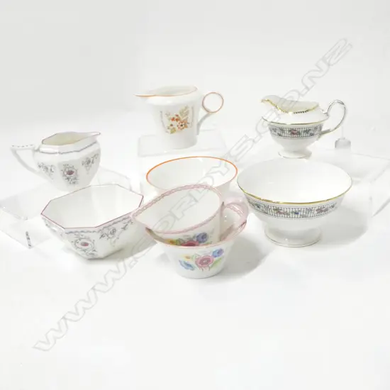 4 SHELLEY CHINA CREAM JUGS& SUGAR BASIN SETS MIXED PATS