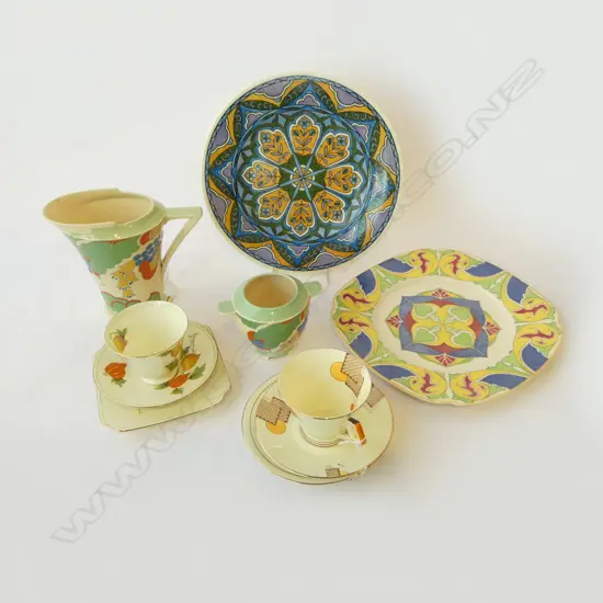 R/D 2 DECO CSPS DECO JUG & SUGAR BOWL & 2 RACK PLATES