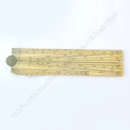ANTIQUE IVORY HINGED FOLDING SECTOR SCALE RULE, L.340MM EXTENDED