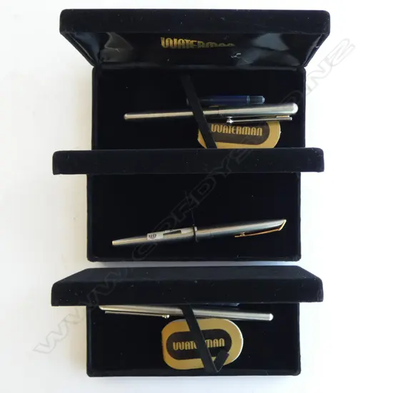 3 CASED WATERMAN FOUNTAIN PENS 