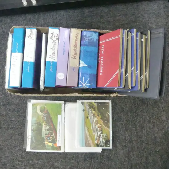 COLLECTION VINTAGE POSTCARDS (some early 20thC) & NZ SHILLING & HALF CROWN COIN ALBUMS (coins post 1946)