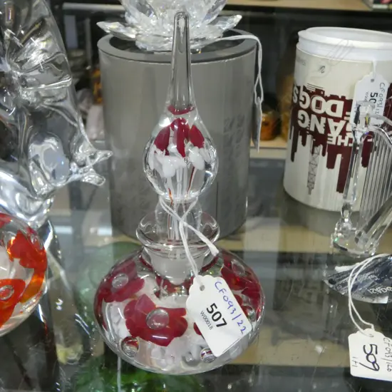 ART GLASS STOPPED BOTTLE STAMPED GIBSON H170MM