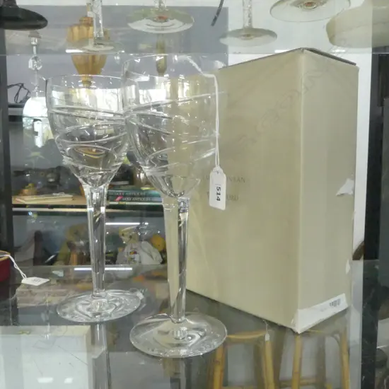 SET OF 4 JASPER CONRAN WATERFORD CRYSTAL LARGE WINE GLASSES H250MM