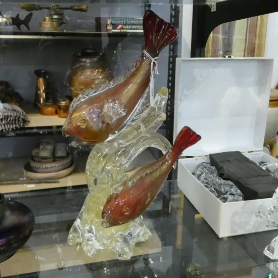 MURANO GLASS FISH ORN CHIP TO BASE H230MM