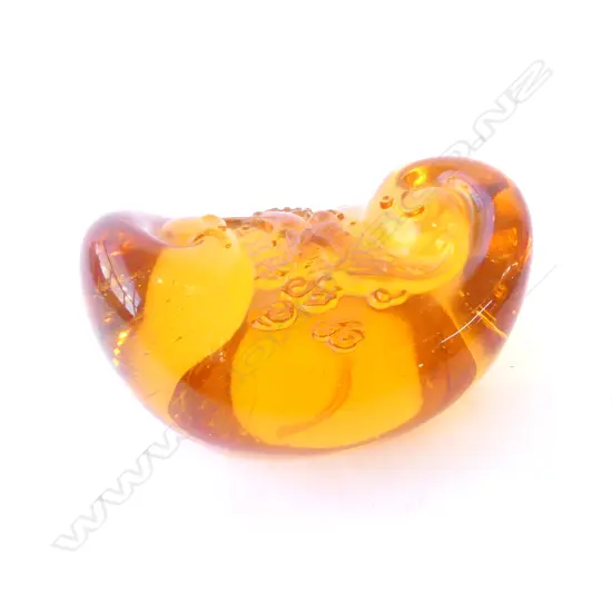 CHINESE CAST AMBER GLASS PAPERWEIGHT L.100mm