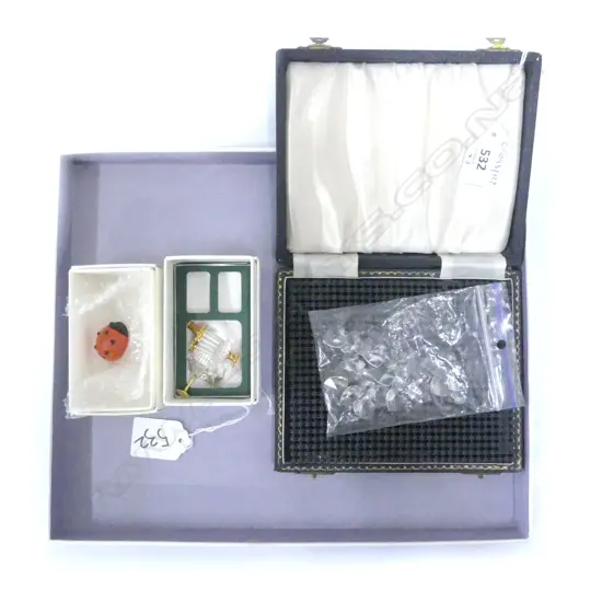 SWAROVSKI CRYSTAL LADYBUG ICE BUCKET & LOVE HEARTS