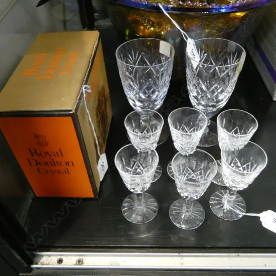 6 WATERFORD CRYSTAL LIQUER GLASSES+ PR BOXED RD WEBB & CORBETT 'GEORGIAN' GLASSES