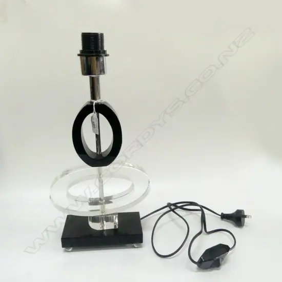 MODERN DECO STYLE BLACK & CLEAR GLASS TABLE LAMP H420