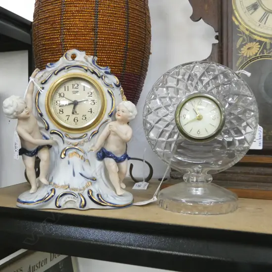 CRYSTAL MANTLE CLOCK H200MM & FIGURAL MANTLE CLOCK H220MM