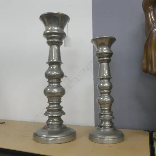 PR. HEAVY PEWTER CANDLESTICKS H.370mm