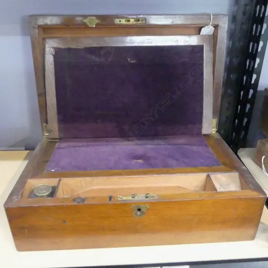 ANTIQUE MAHOGANY WRITING BOX 350x220x130mm interior needs attention