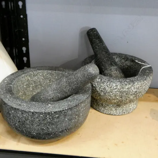 TWO STONE MORTAR & PESTLES