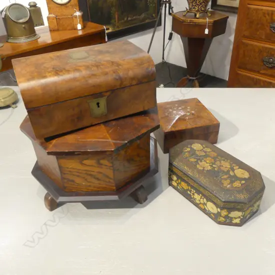 4 ASST WOODEN BOXES LARGEST H.180mm