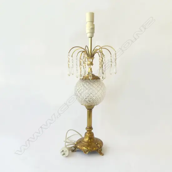 GILT & GLASS CHANDELIER TABLE LAMP H600MM