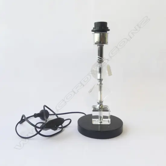 MODERN DECO STYLE BLACK & CLEAR GLASS TABLE LAMP H340MM