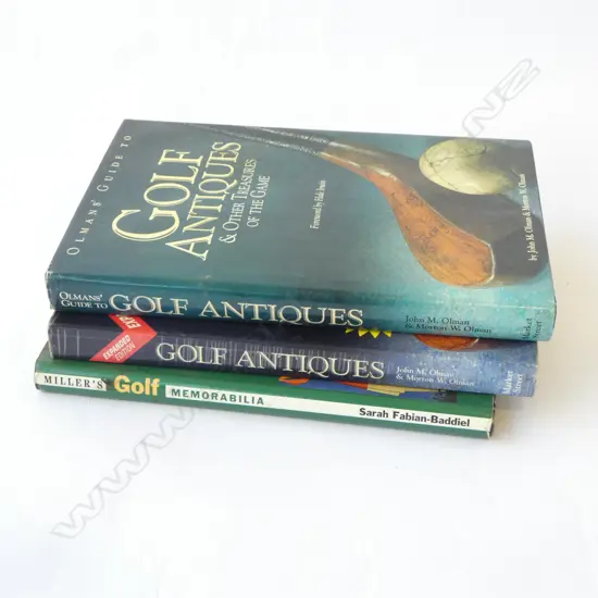 3 GOLF ANTIQUES & MEMORABILIA COLLECTORS REFERENCE BOOKS