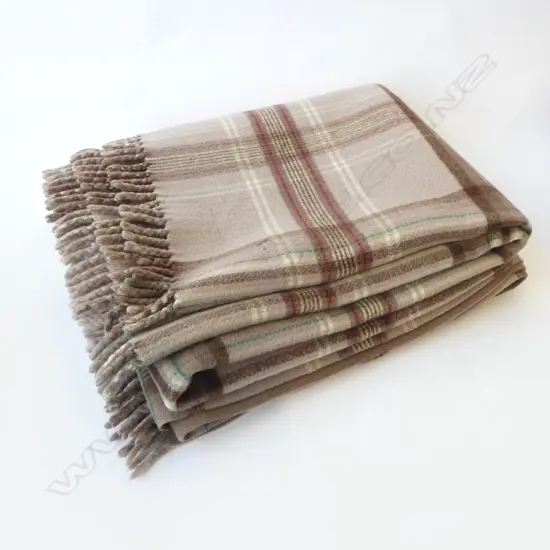 VINTAGE NZ ‘ONEHUNGA’ HEAVY TRAVEL RUG DOUBLE SIDED TIKI LABEL, L.1760MM W.1360MM