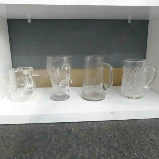 4 CRYSTAL JUGS 190MM TALLEST