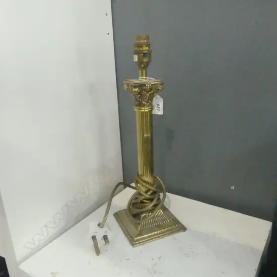 BRASS COLUMN TABLE LAMP H370MM