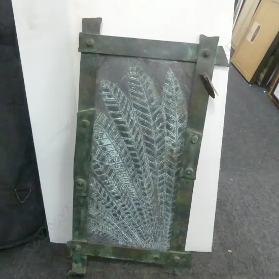 INCISED STONE WORK IN HEAVY METAL FRAME 660x350mm