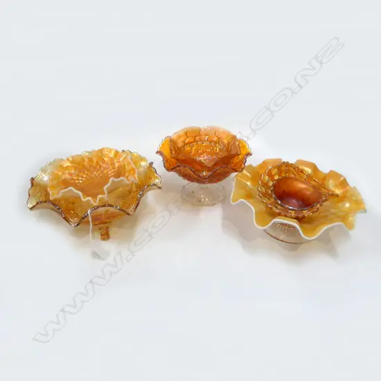 6 CARNIVAL GLASS BOWLS etc