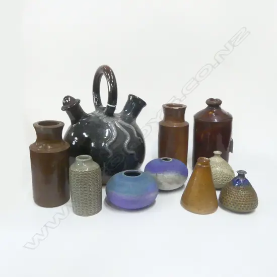 ASST N.Z. STUDIO POTTERY + BOTTLES etc