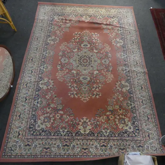 LRG SQUARE PALE PINK & BROWN MACHINED RUG, 2800 x 1900mm