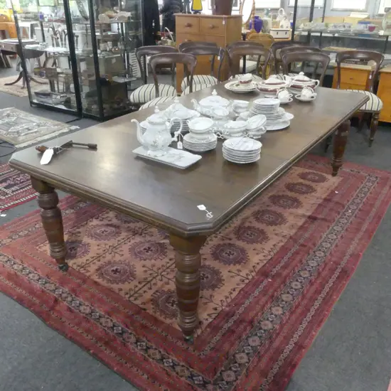 MAHOGANY EXTENDING DINING TABLE 2340x1200x710mm two leaf