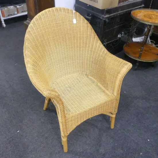 LLOYD LOOM STYLE WOVEN CANE ARMCHAIR