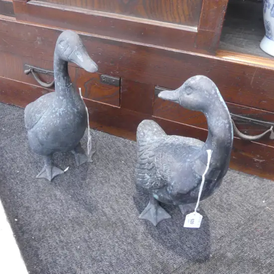 TWO HEAVY BRONZE DUCKS H.320mm 