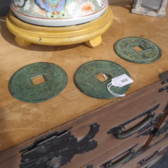 3 CHINESE DISC/COINS Dia.100mm