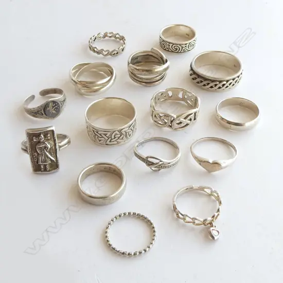 ASST. SILVER RINGS; MOSTLY BANDS