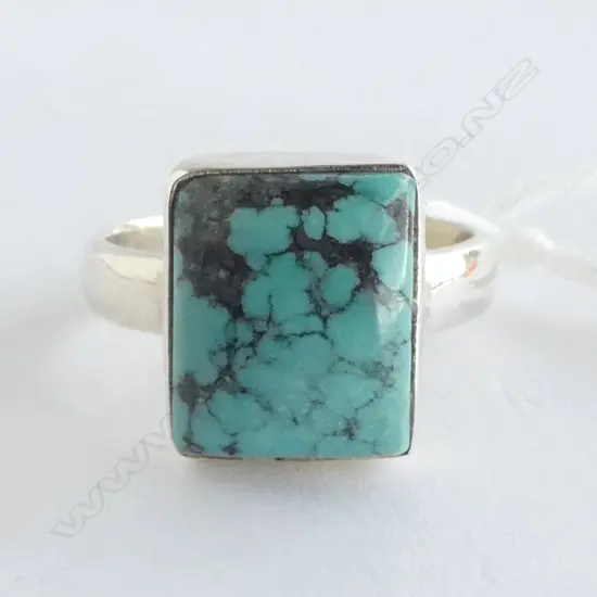 SILVER TURQUOISE SET RING O