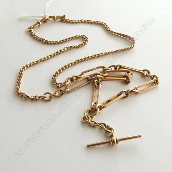 9ct POCKET WATCH CHAIN, 31.79gms
