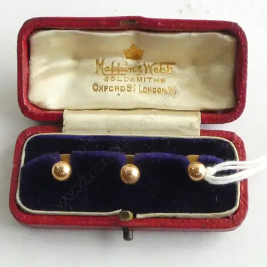 15ct ROSE GOLD SET 3 SHIRT STUDS ball form 3.1gms in original box