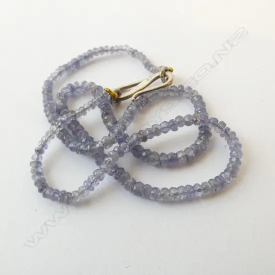 SML STRING TANZANITE BEADS w SILVER CLASP, 33.6ct, L.330mm