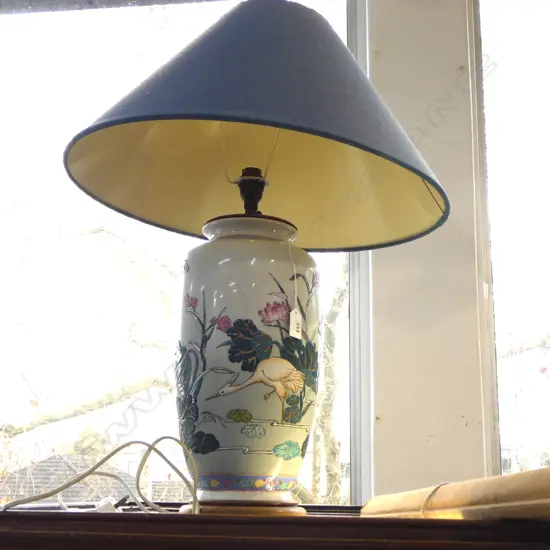 CHINESE PORC TABLE LAMP BIRD SCENES H490MM