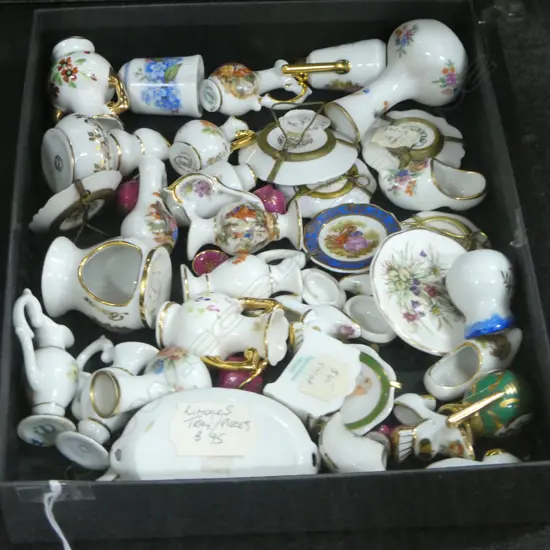 TRAY OF 30 PLUS MINITURE LIMOGE CHINA PCS