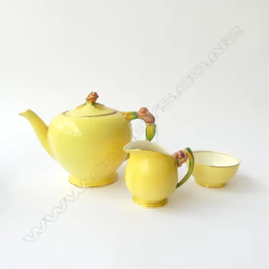 3PCS R/WINTON YELLOW HIBISCUS TEASET TEAPOT H140MM