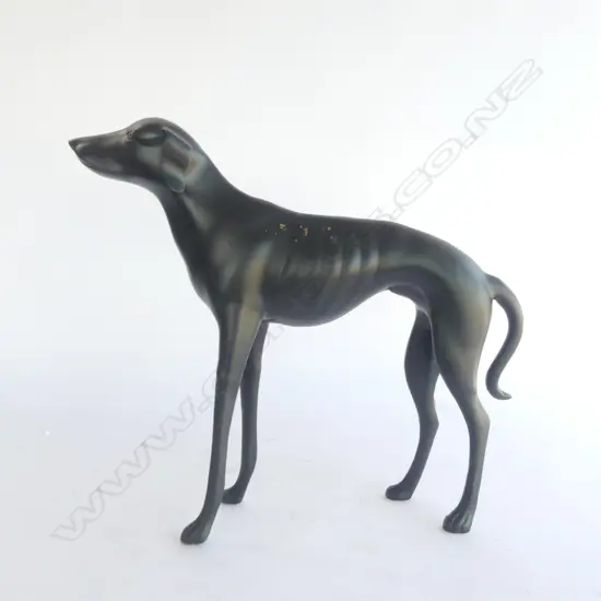 EBONISED BRASS DOG SCULPTURE H.370mm
